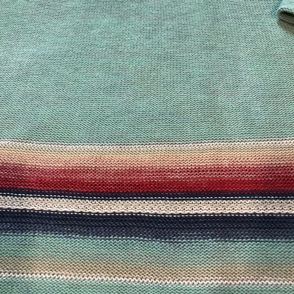 Lauren Ralph Lauren Southwestern Stripe Cotton Linen Knit Sweater Green XL 3/4 - Picture 15 of 16